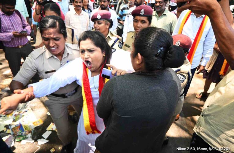 Kannada activists protest over the merger of Nandini  milk products to Amul